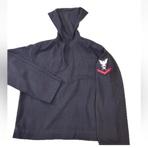 Vintage 1960s Us Navy Jumper Cracker Jack Mens 42 Reg Blue Wool Vietnam Era